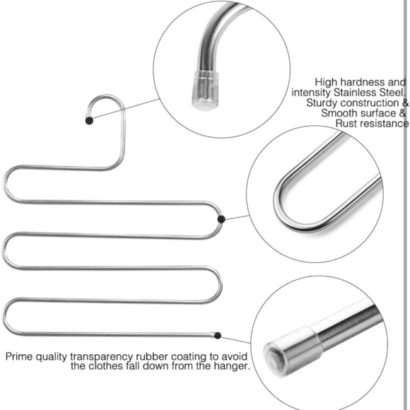 8-Pack Silver Stainless Steel S-Hangers Space-Saving,Closet Organizer - Picture 2 of 6